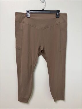 HALARA Crossover Leggings 7/8 Length Size 2X Brown Tan EUC
